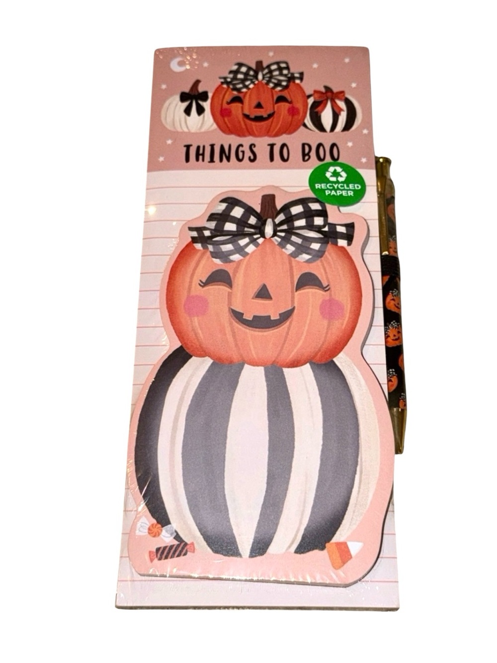 CLEMENTINE PUMPKIN THINGS TO BOO NOTEPAD WITH MATCHING PEN